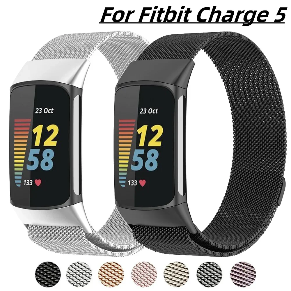 

Milanese Loop Strap for Fitbit Charge 5 6 Band Correa Replacement Wristband Metal Magnetic Stainless Steel Bracelet