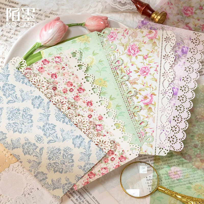 10set/1lot Memo Pads Material Paper Lace Chapter diary Scrapbooking Cards Junk Journal Background Decoration Paper Notepad