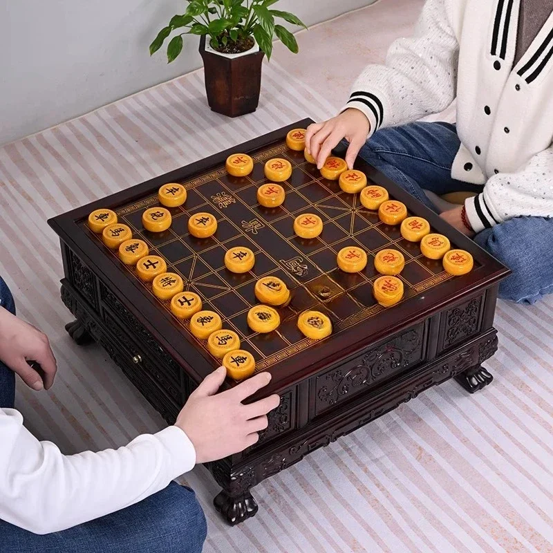 

Three-purpose chess board, solid wood Chinese retro mahogany chess table