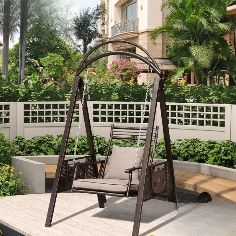 

Single swing rocking chair, wrought iron garden hanging chair