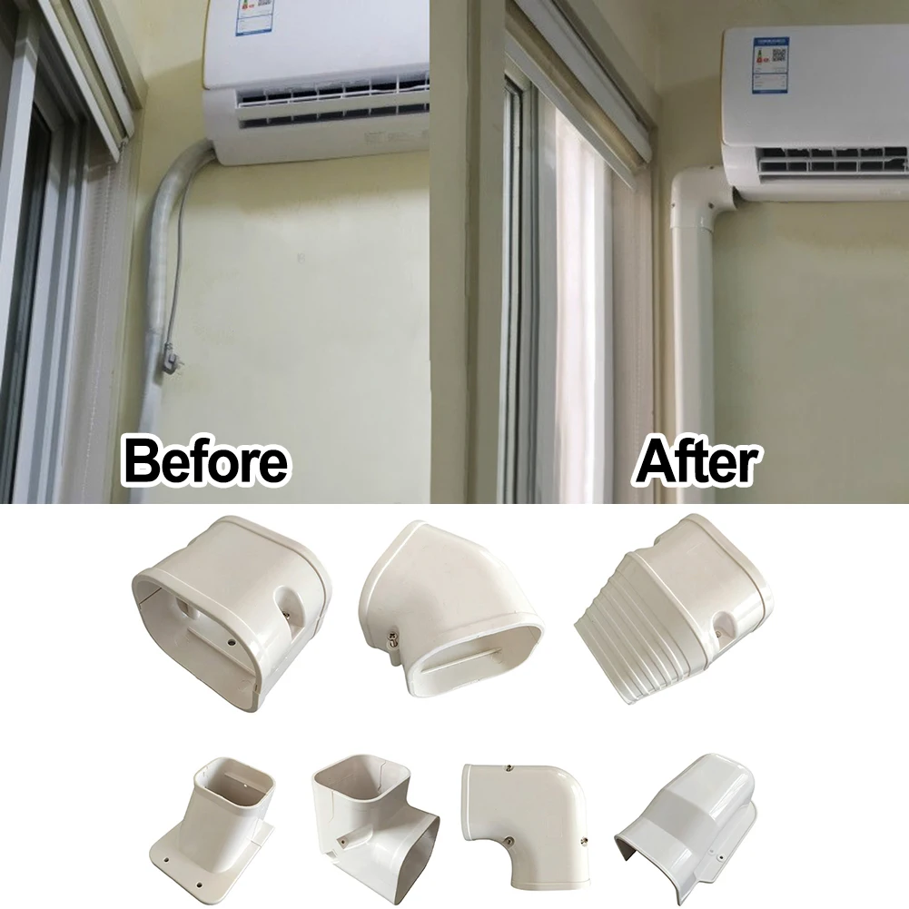 PVC Air Conditioner Line Cover Kit White Decorative Duct Concealer For Split Systems Includes Fittings