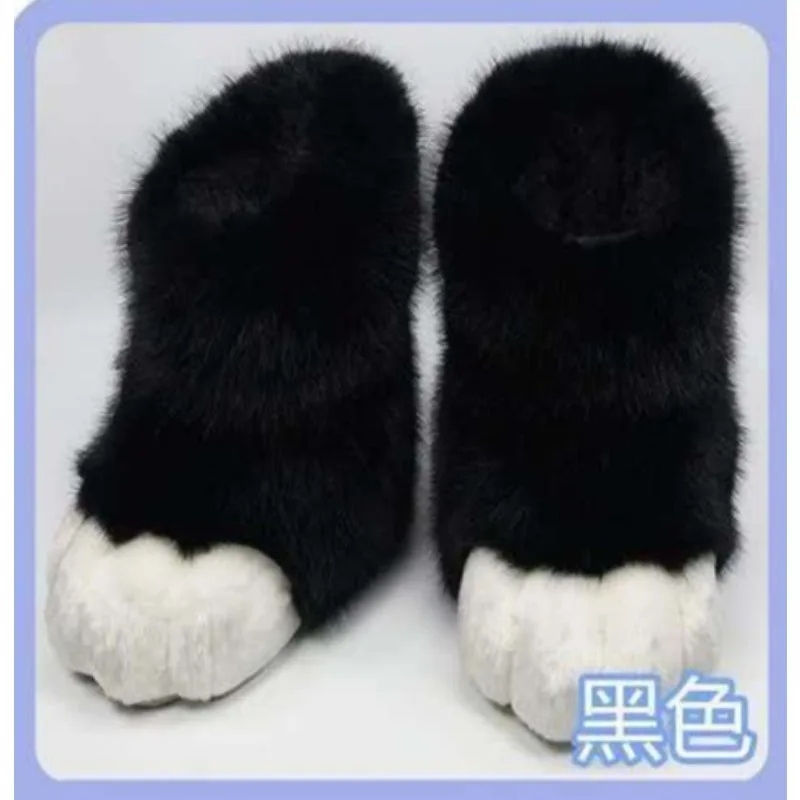 Furry Cat Paw Shoes Fluffy Boots Girl Shoes Beast Paw Cute Plush Kig Fursuit Animal Foot Socks Anime Party Cosplay Costume view 3