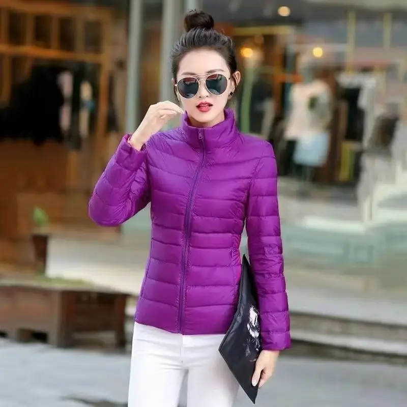 

2025New Autumn Winter Down Cotton Jacket Women Parkas Stand-UP Collar Warm Padded Coat Female Light Thin Down Outwear Ladies Top