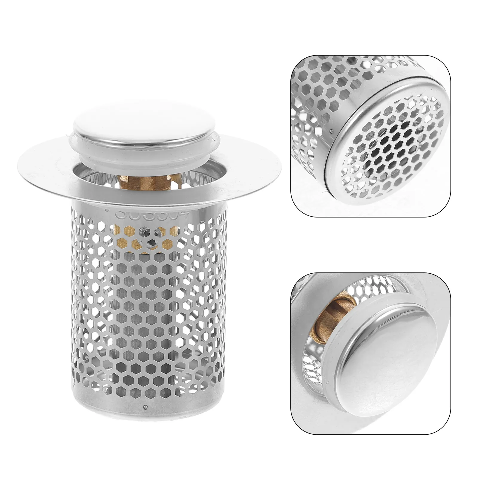 

Stainless Steel Floor Drain Filter Strainer for Shower Tub Sink Drain Hair Catcher 304 Grade Bouncy Design Clog Prevention Easy