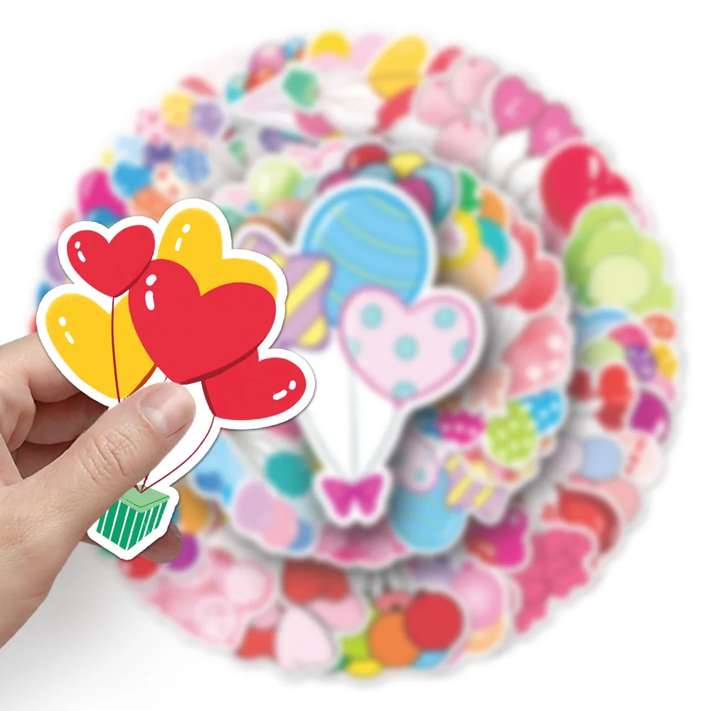 10/50PCS Valentine's Day Balloon Stickers Gift for Lovers To DIY Guitar Motorcycle Skateboard Car Laptop Fridge Sticker 2023