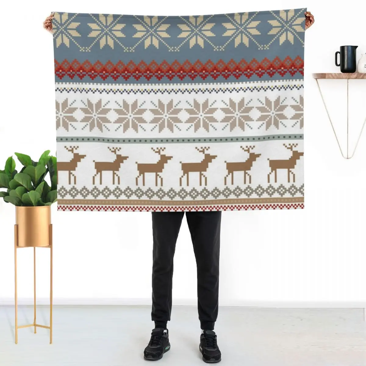 FAIR ISLE Throw Blanket Softest Polar Blankets For Bed For Baby Retros cosplay anime Blankets