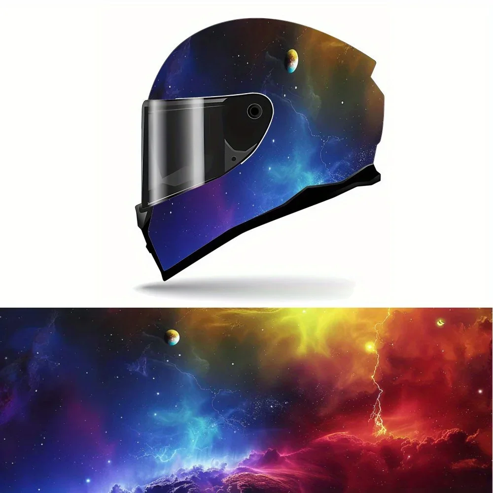 

Lively Galactic Cosmic Energy Full Helmet Vinyl Wrap Sticker, Motorcycle Helmet Racing Graphic Decal, Waterproof Self-adhesive H