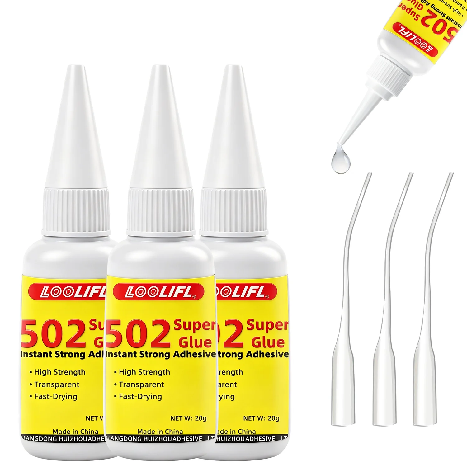 Colle super forte 502, adhésif instantané à séchage rapide pour la décoration intérieure, la décoration de fête, l'art en résine, le collage de moules en silicone, la réparation du PVC