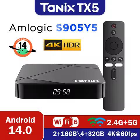Tanix TX5 Android 14.0 TV Box Amlogic S905Y5 Smart TV Box Support 4K@60fps 2.4G&amp;5G Wifi6 HDR10+ BT Media Player Set Top Box