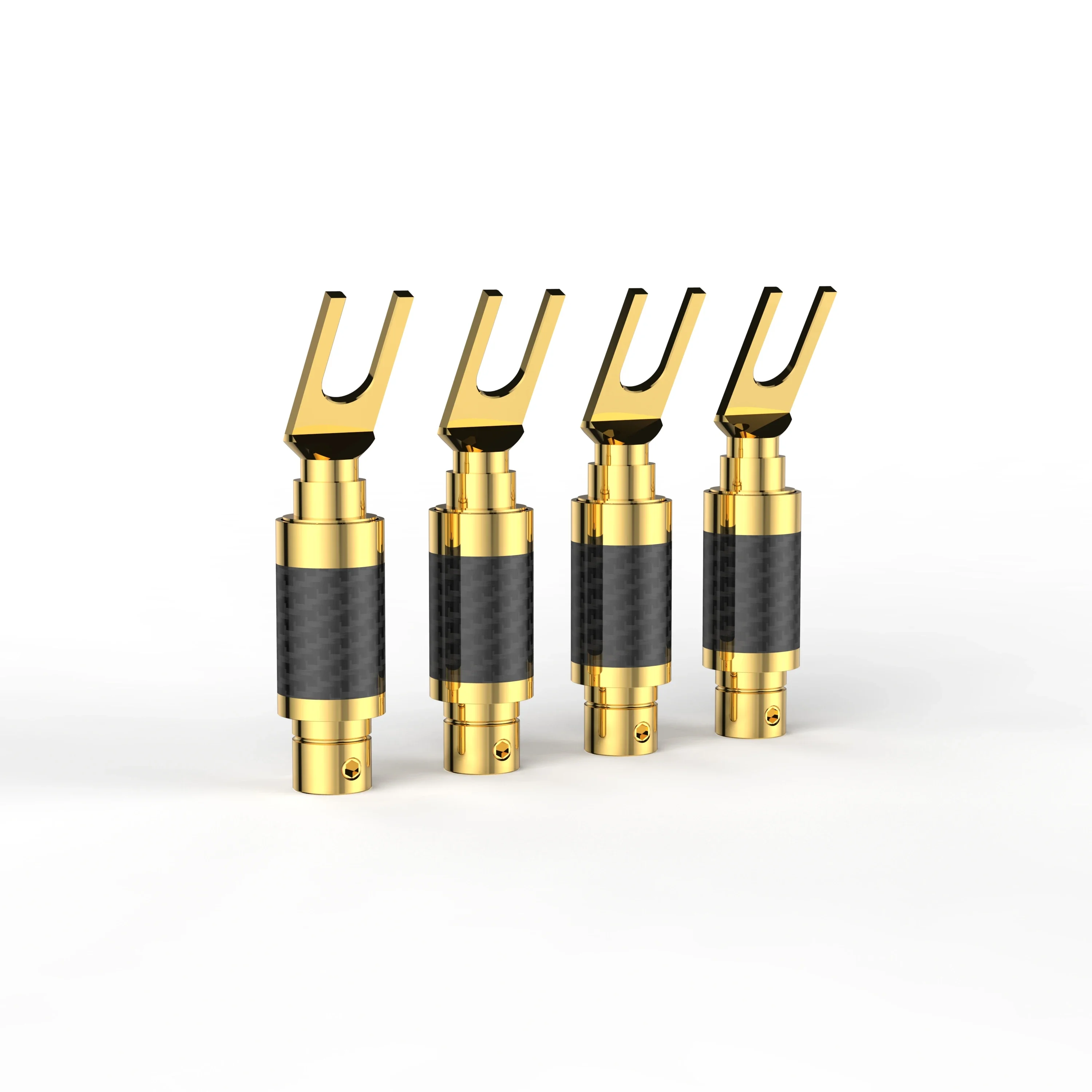 VB603G Spade Carboner Connettore in fibra di carbonio Spina a Y per cavo altoparlante hifi spina a forcella 4 pezzi
