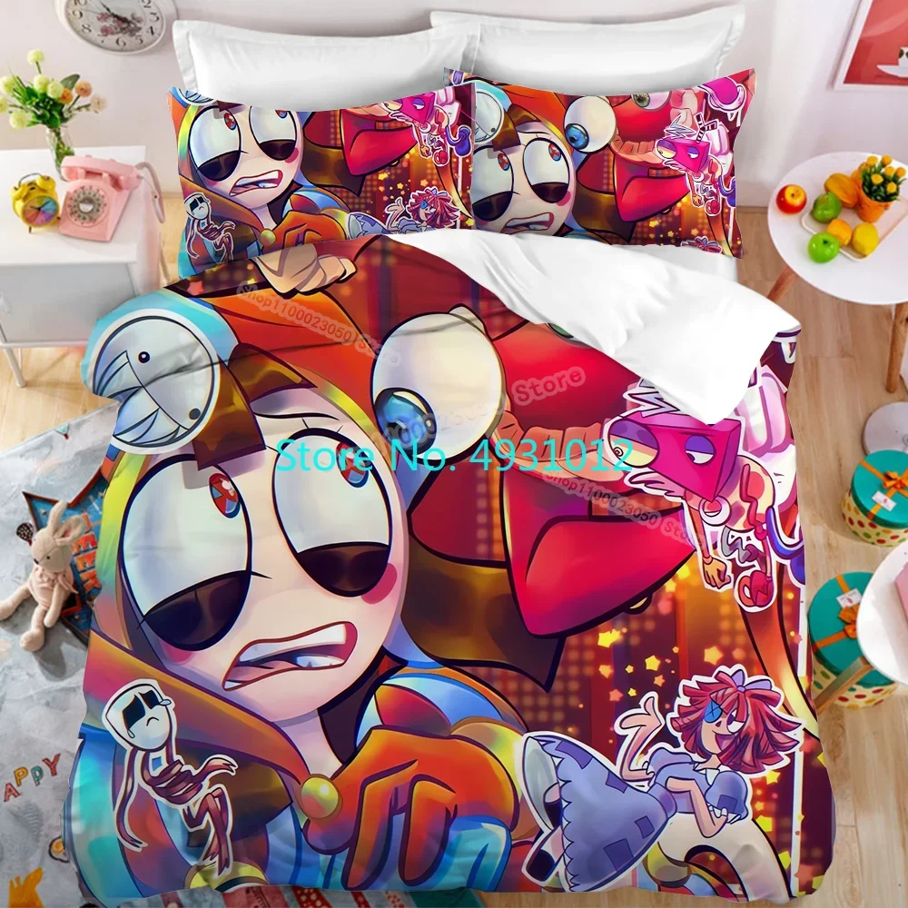 Anime The Amazing Digital Circus Child Bedding Set Pillowcase Bedclothes 3D Print Kids Boy Girl Home Decor Duvet Cover Gift