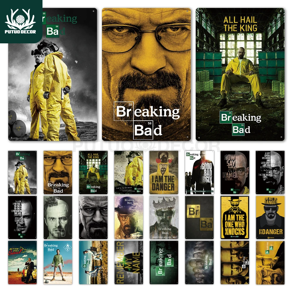 Putuo Decor Breaking Bad Metal Poster Tin Sign Plaque Metal Vintage Wall Plate Metal Sign Bar Club Wall Decor Retro Home Decor