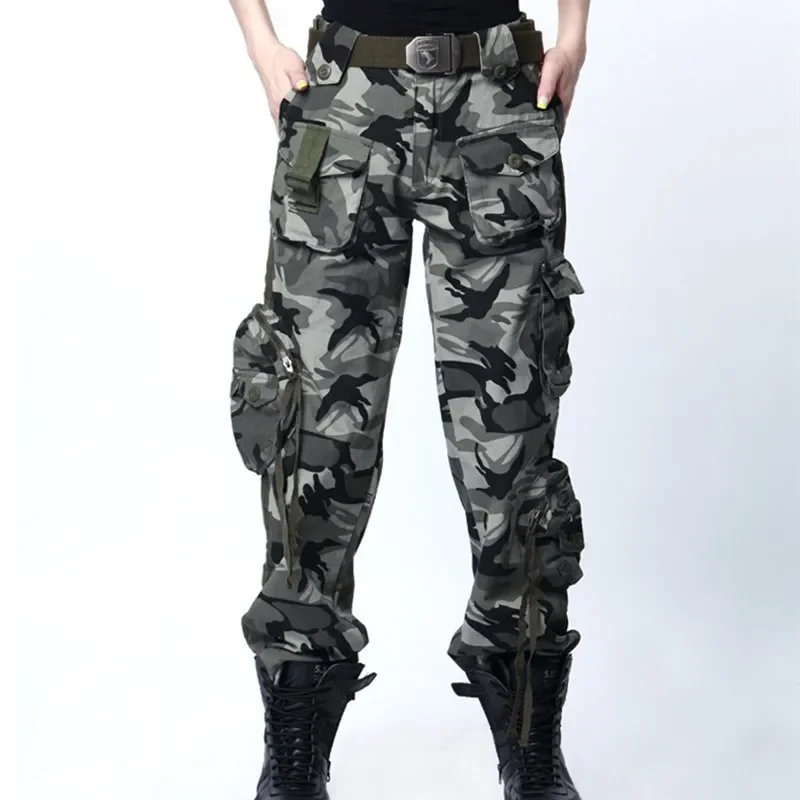 Women's Multi-pocket Cotton Military Trouser Overalls Army Fan Outdoor Hiking Hunting Shooting Training Wearproof Tactical Pants