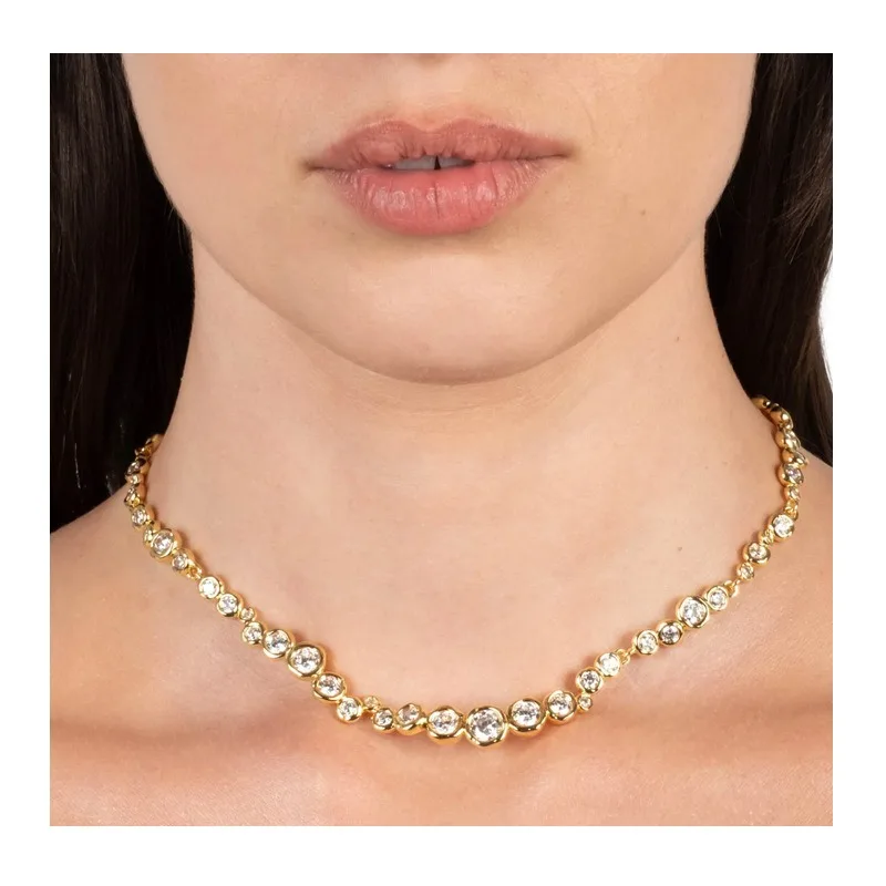 

Guicai New Necklace Short URL Copper Plated Real Gold Fashion Diamond High-end Sweater Chain
