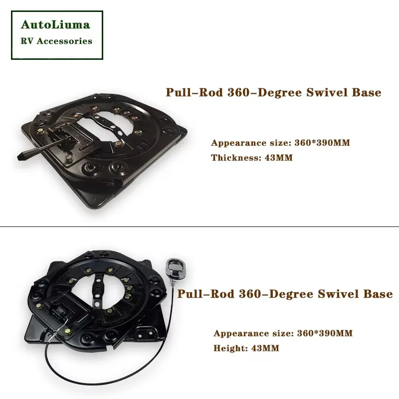 360° Rotating RV Seat Adjustable Swivel Base with Pulling Handle Modified Accessories Thickened Rotating Chassis for Campervan