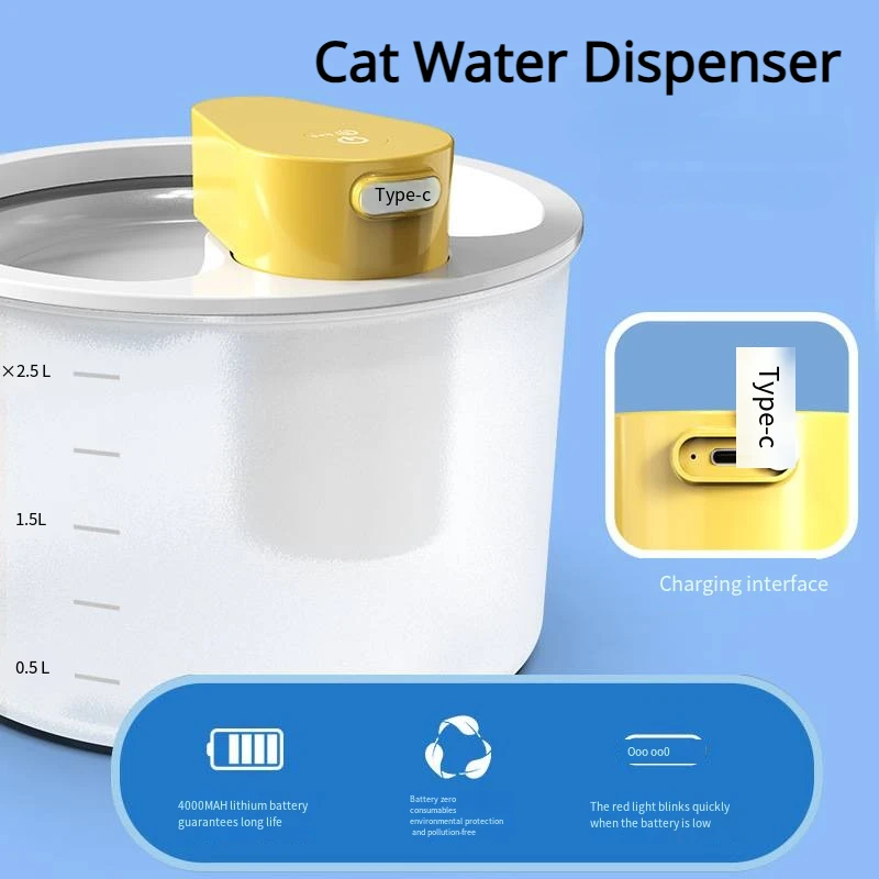 

Water Dispenser Cat Automatic Circulation Filtration Non Plug Constant Temperature Water Dispenser Flowing Pet Water Dispenser