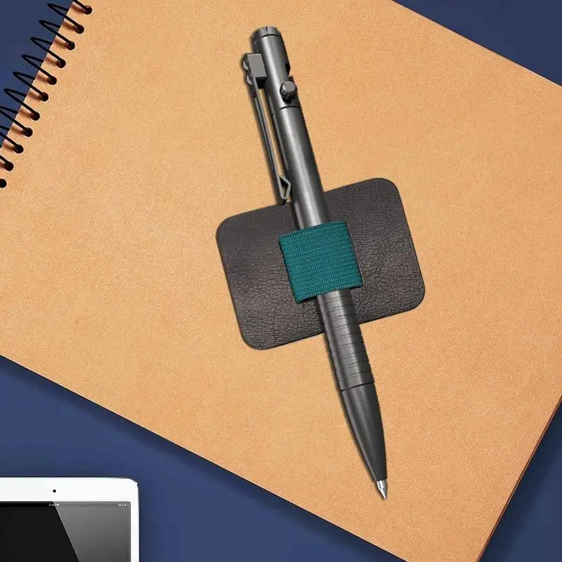 Elástico auto-adesivo PU couro lápis titular, clipe impermeável, caneta macia titular para notebook e computador