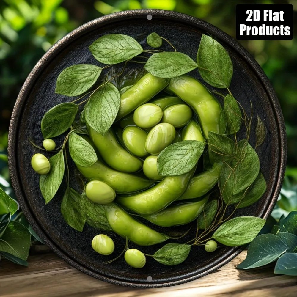 2D Metal Sign - Round Green Tofu Pudding Theme Aluminum Metal Sign for Home Bar Cafe Office Decor, Ideal for Fall Halloween Chri