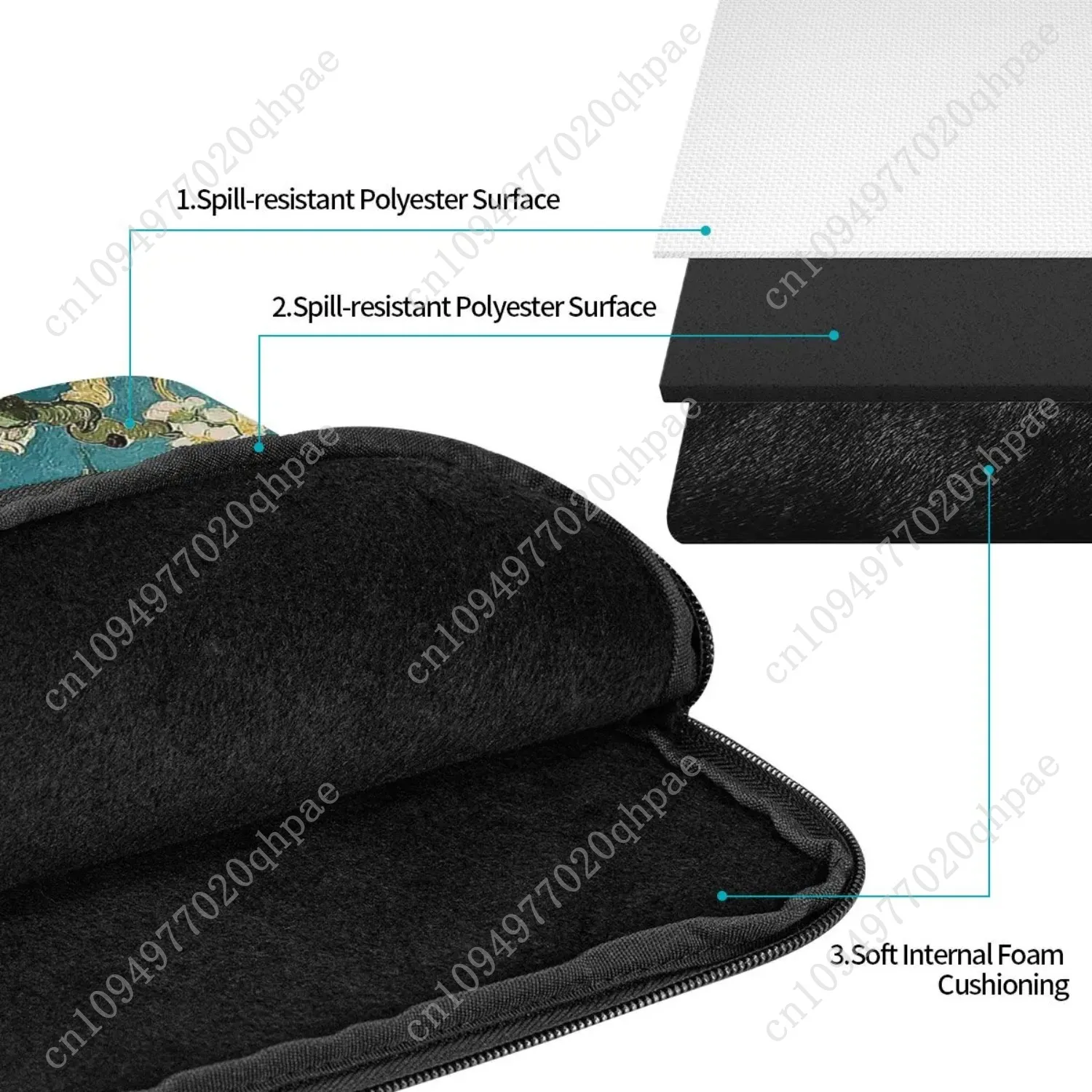 الأصلي فان جوخ الفن استعادة ازدهار شجرة اللوز حقيبة لابتوب حالة 12 "13" 15 "17" دفتر كم حالة للصدمات حقيبة