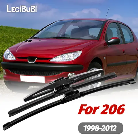 1set Front & Rear Windshield Wiper Blades Windscreen Wipers For Peugeot 206 1998-2012 2000 2001 2002 2003 2004 2005 Accessories