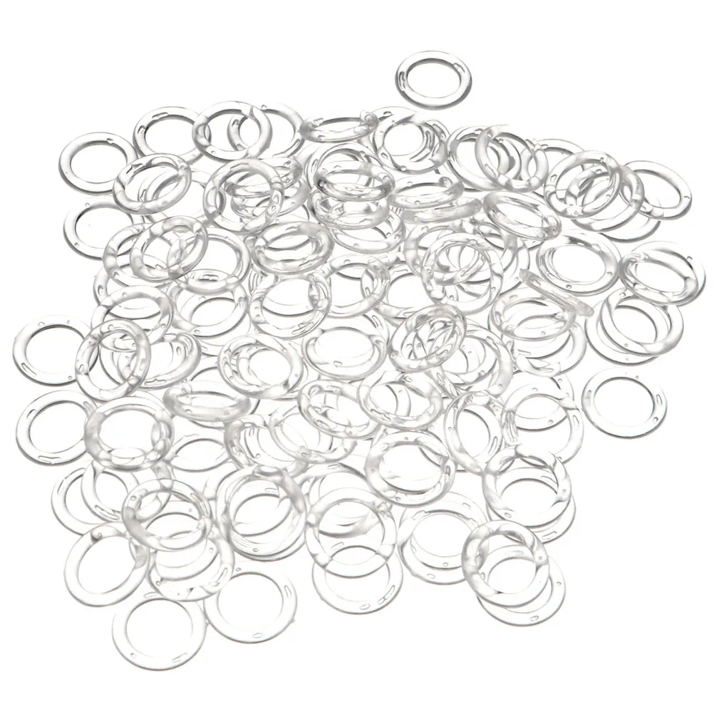 200 Pcs Curtain Accessories Window Perforated Rings Clip Curtains Plastic Rods Holders Clear Roman Circle Drapes