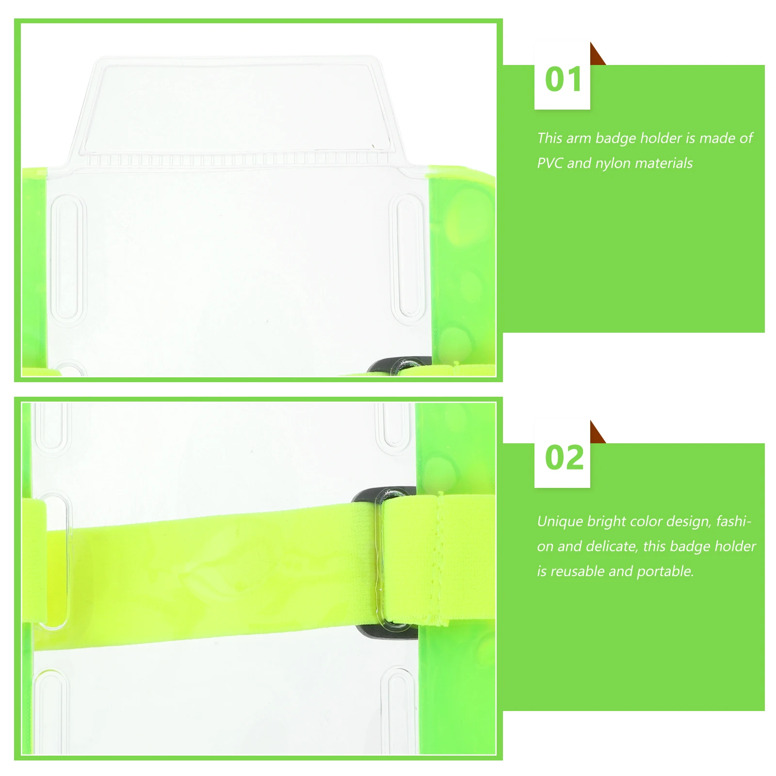 

2pcs ID Arm Badge Holders Adjustable PVC Nylon Armband Clear License Holders ange Staff Plastic Badge Protective Cover