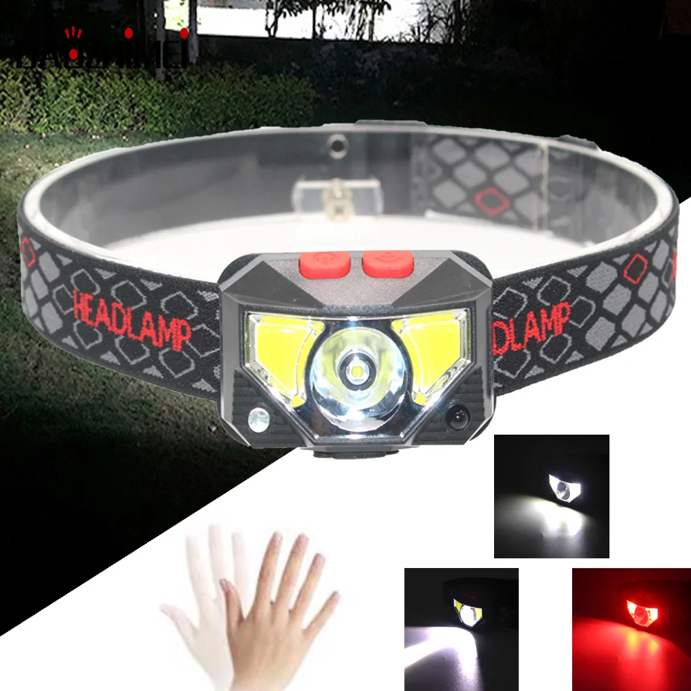 

Multi-Mode COB LED Headlamp USB Rechargeable Head Lamp with Built-in Battery Motion Sensor Inductive Headlight Camping Light