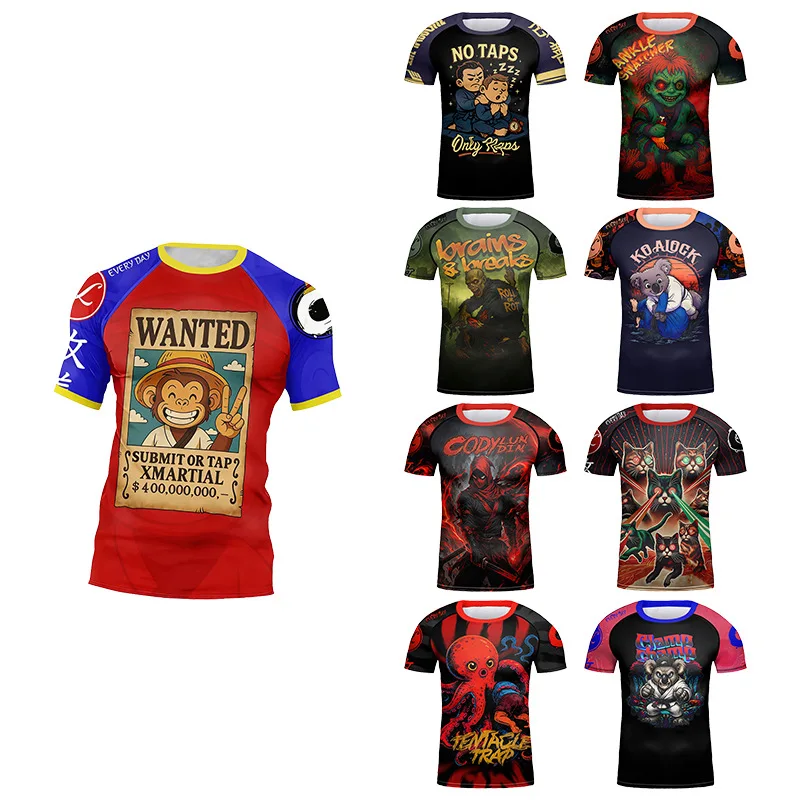 Kid's Shirt Jiu Jitsu MMA BJJ T-shirt Short Sleeve Quick Dry MMA Muay Boxing Sportswear Children Fitness Training Running Shirts