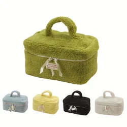 Lamb Wool Cosmetic Bag For Women, Large-capacity Portable Travel Storage Bag