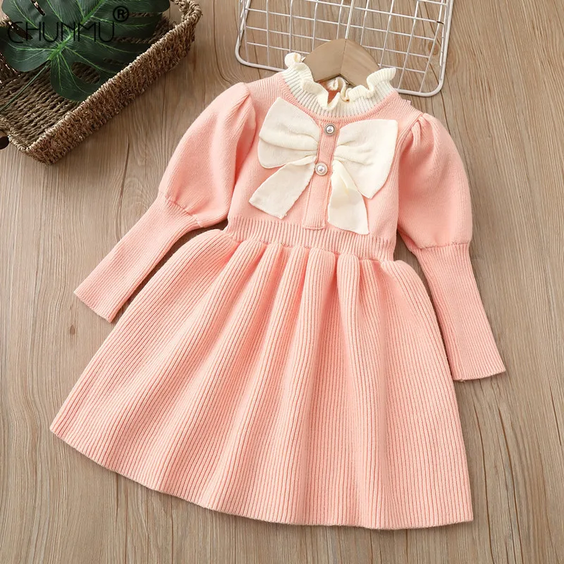 Kids Knitted Dresses For Girls Winter and Autumn Costume Warm Girls Long Sleeve Sweater Dresss Children Clothes Knitwear