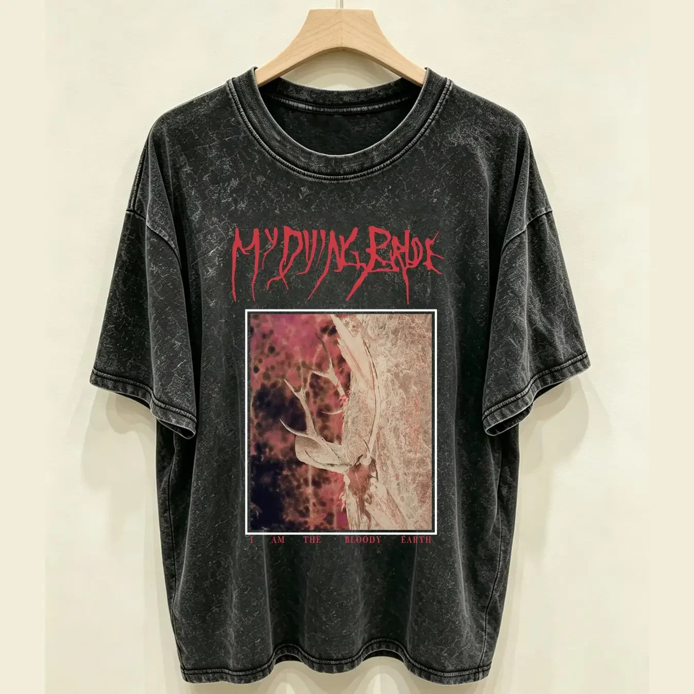 washed T Shirt My Dying Bride I Am The Bloody Earth Black long sleeves vintage Washed designer clothes Soft Slightly