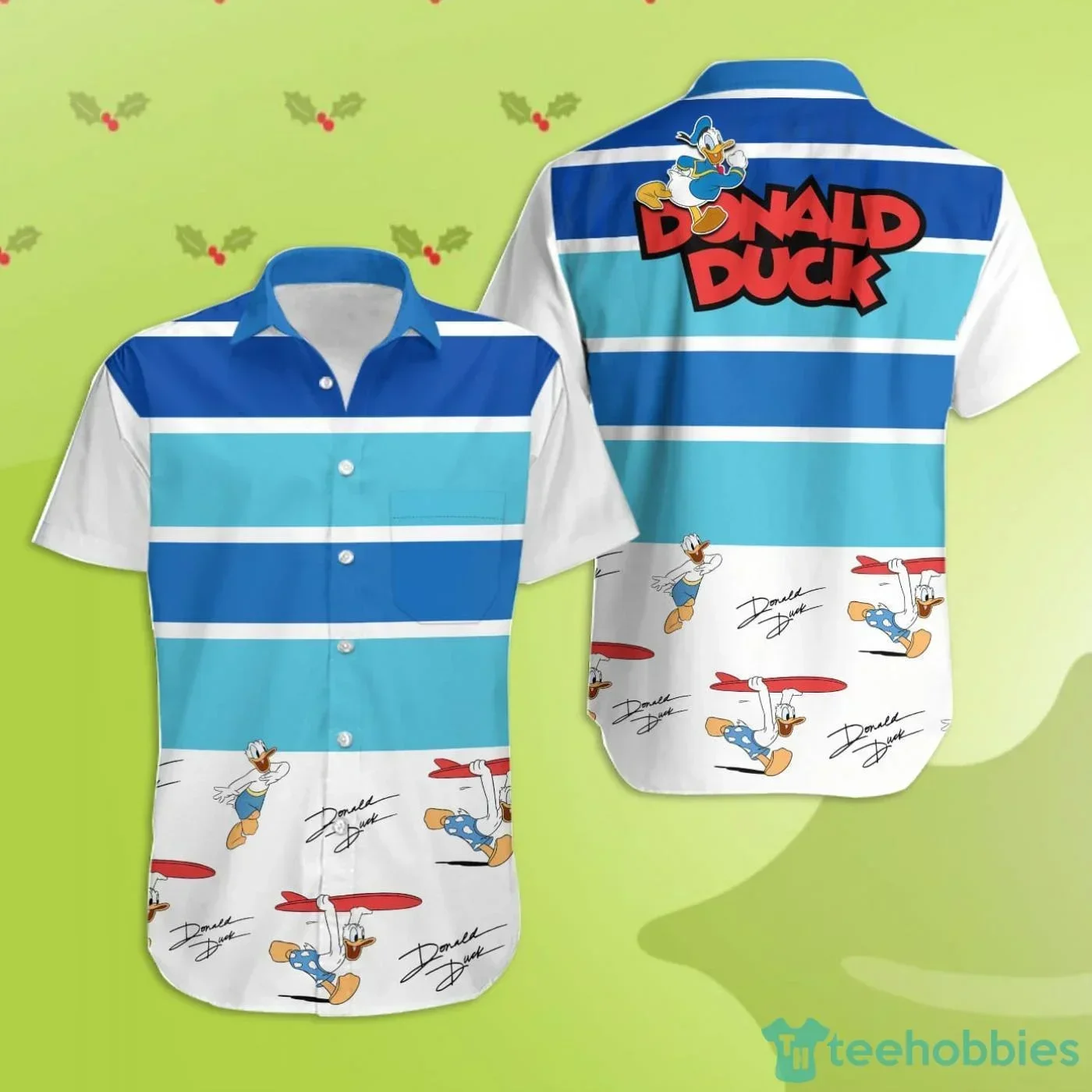 Camisa havaiana do pato Donald masculino, Tops de manga curta, Botões, Disney, Praia, Casual, Vintage