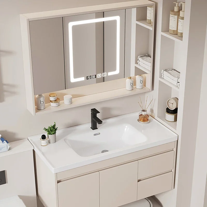 Italian Design Bathroom Vanities Shelves Sink Modern Storage Bathroom Vanities Multifunction Home Furniture Spiegelkast LLBC