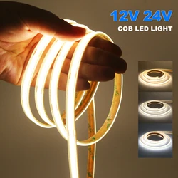 COB LED Strip 12V 24V High Density Linear Lighting 480LEDs/m Waterproof Outdoor LED Lights Flexible Tape Warm Natural White