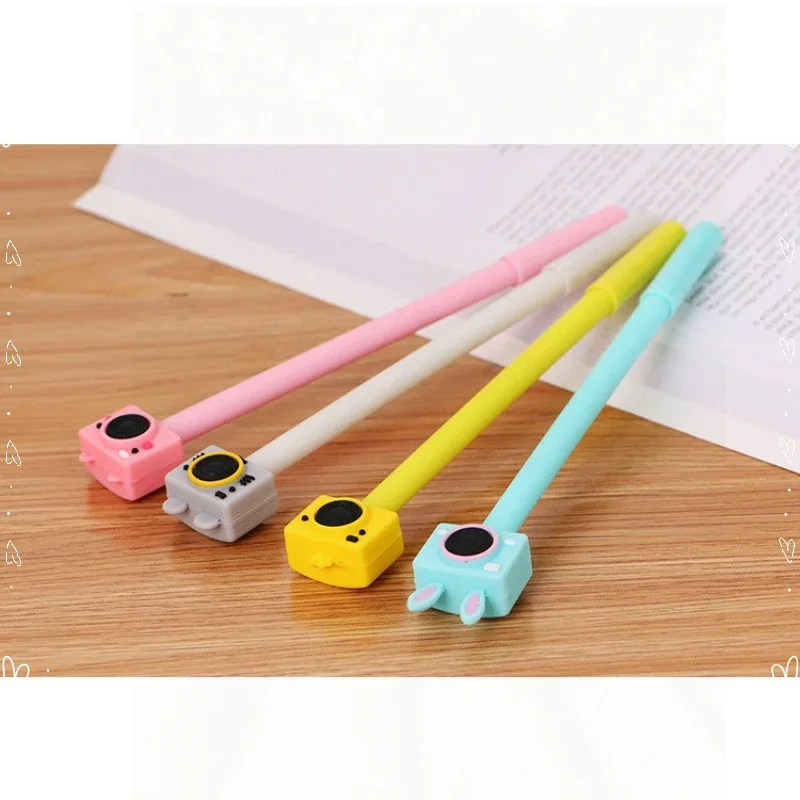 24 Pcs Cartoon Camera Modeling Gel Pens Creative Student Stationery Cute Pen