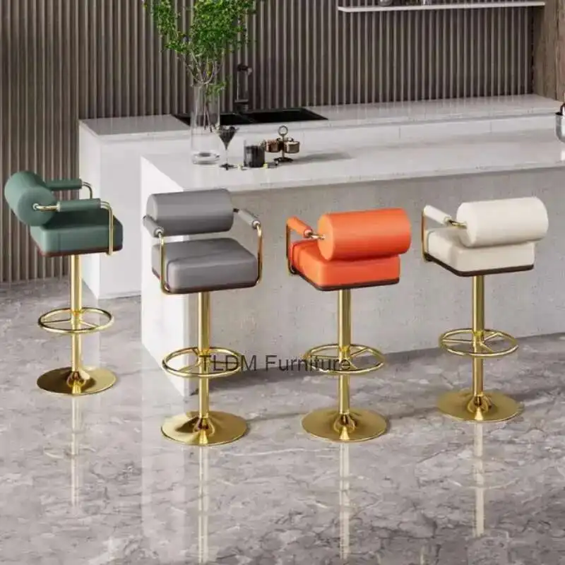 

Подлокотник, регулируемые барные стулья, качественные модные золотисто-белые поворотные барные стулья, металлические удобные аксессуары для дома Taburete Cocina