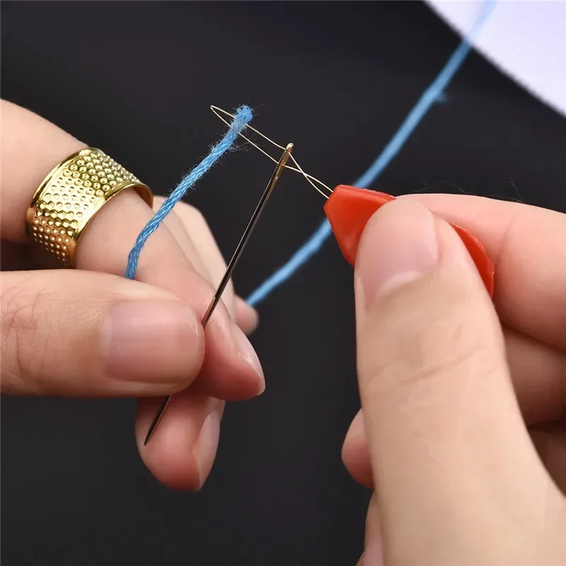16pc/Bag Tail Gold Plated Hand Sewing Needles Large Eye Thick Sewing Up Needle Embroidery Mending Quilt Hand Sewing Combination