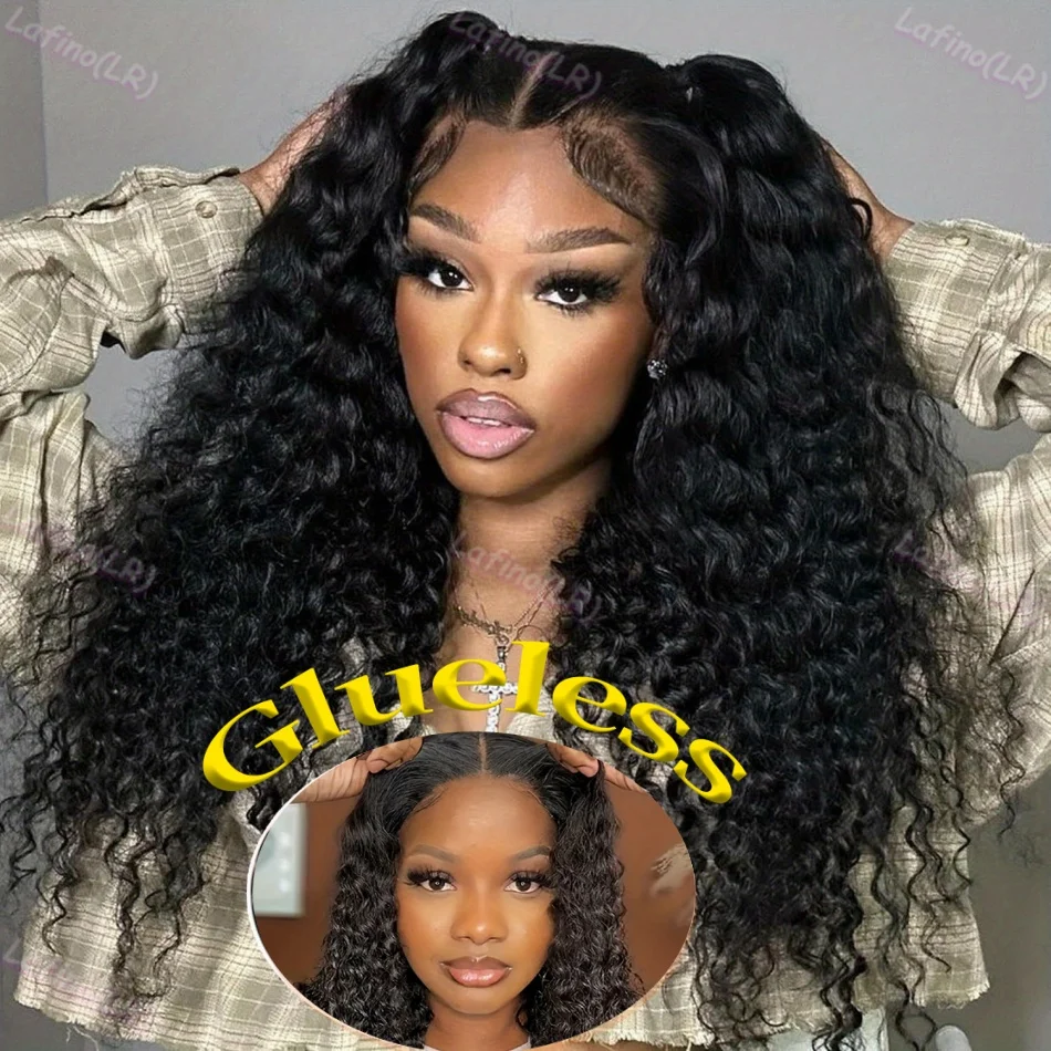 Glueless Wig Human Hair Ready To Wear Water Wave Lace Front Wig 4x4 5x5 Lace Closure Black Wig Curly HD Lace Frontal Human Hair