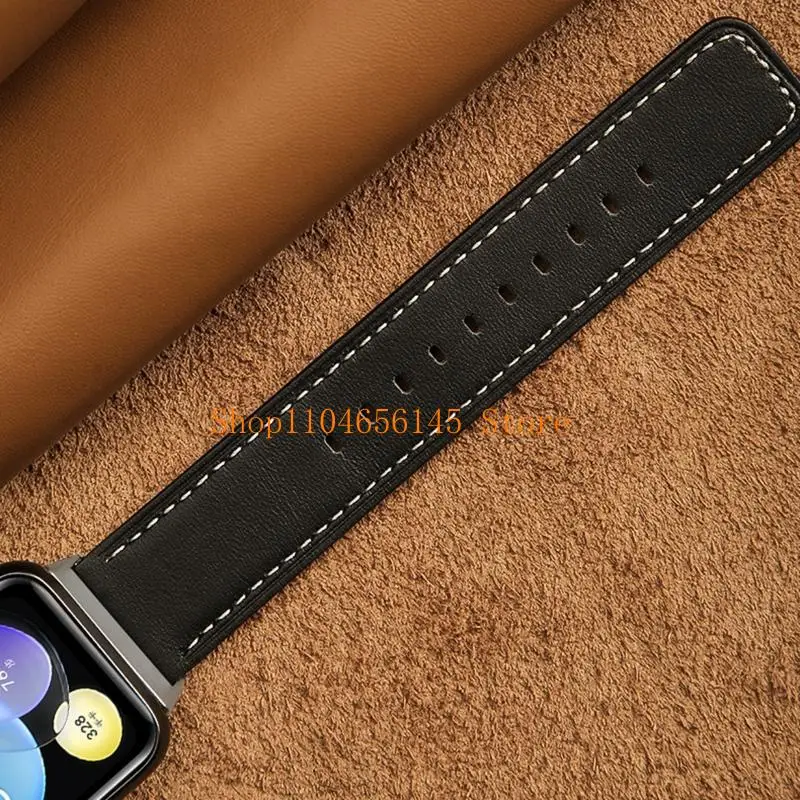 

652F Leather Band for HuaweiWatch Fit 2 Sport Watch Wrist Strap Loop Bracelet Replace Waterproof Belt Sweatproof