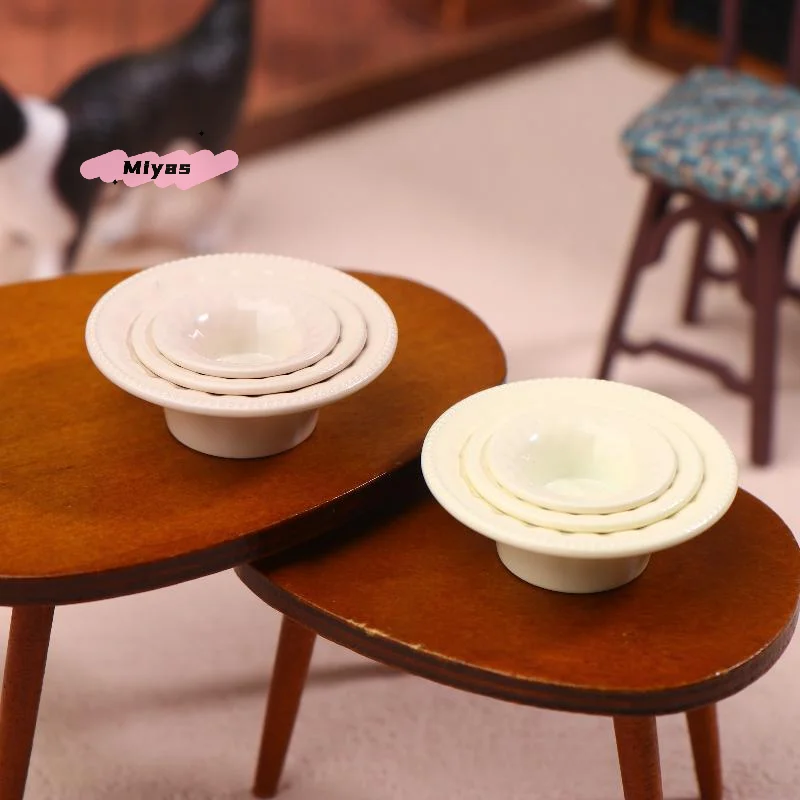 인형 집 주방 시뮬레이션 놀이 장난감 인형 집 장식 액세서리용 미니 서양 접시 세트 3개
