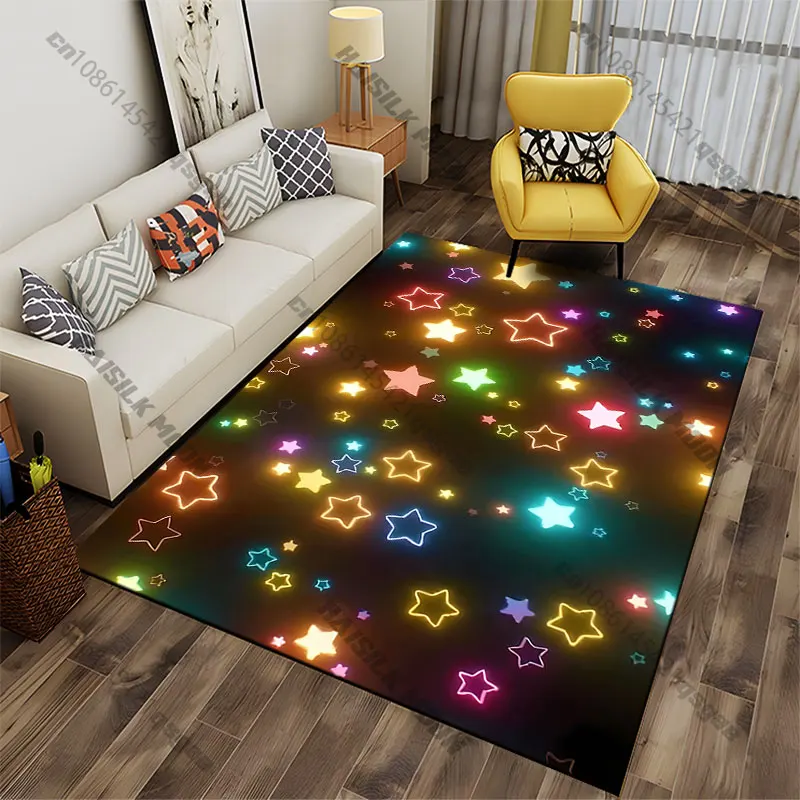 Bunter, leuchtender Stern-Hintergrundteppich, Yoga-Wohnzimmer-Dekoration, Krabbelmatte für Kinder, Fußmatte, Teppich, Spielmatte