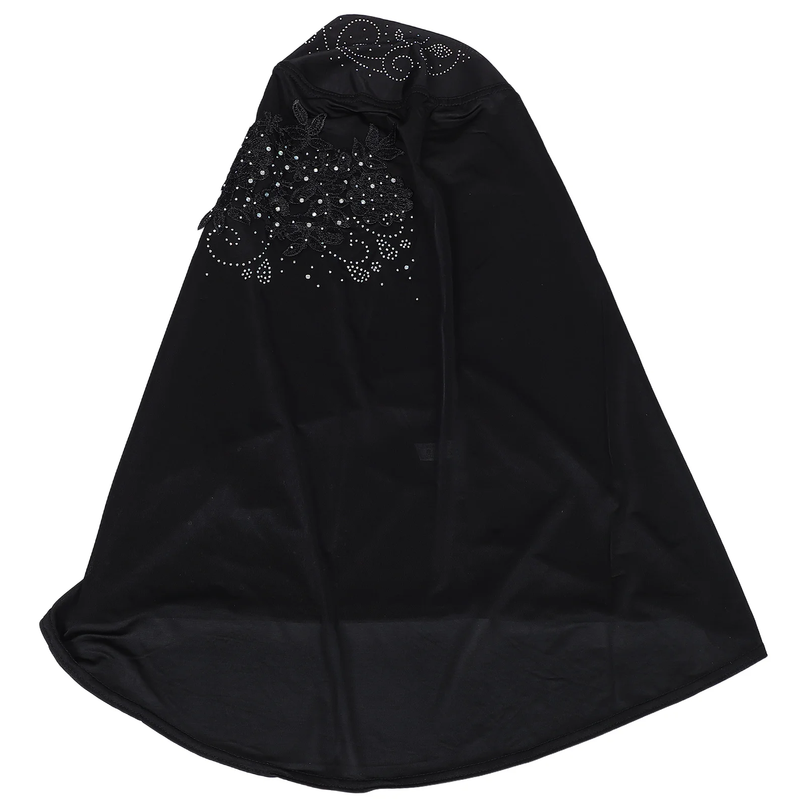الحجاب الأسود عقال حجر الراين مزين الحجاب متواضع مسلم الحجاب التفاف للنساء الأحداث الرسمية الحجاب الأسود للجنازة #1