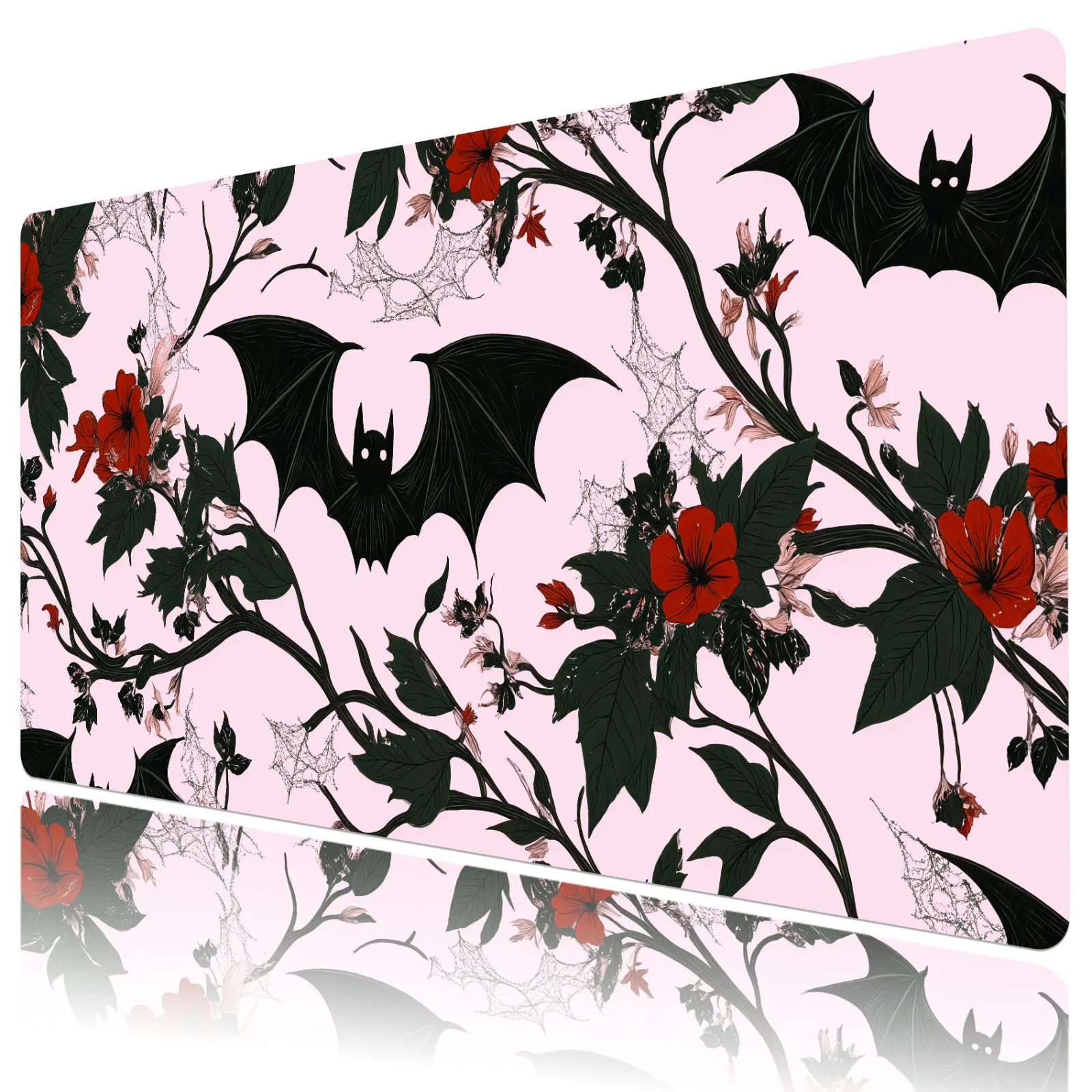 

Black Bat on Pink Halloween Mouse Pad Large Rubber Non-slip PC Desk Accessories Mousepad for Office and Gamer Keyboard Decor Mat