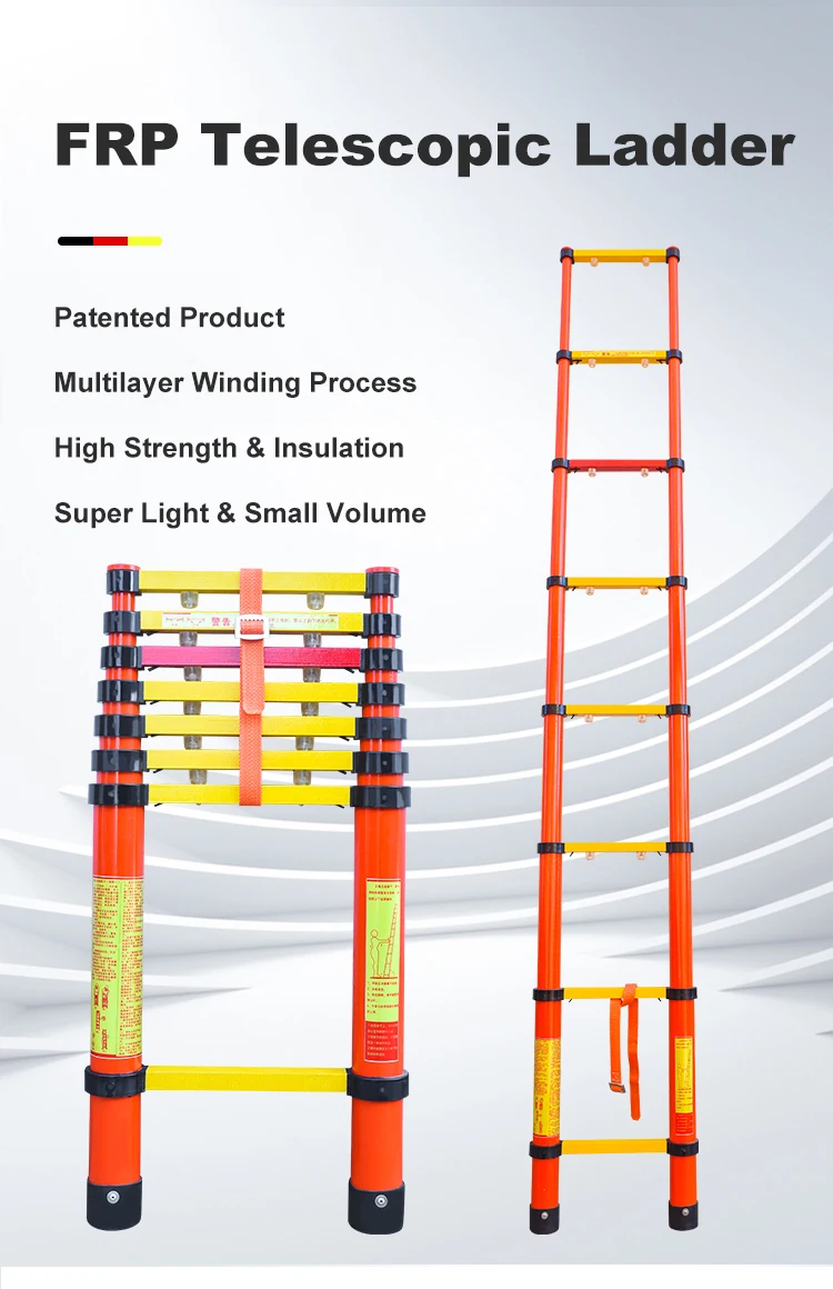 6 M Collapsible Insulated Fiberglass Telescopic FRP Ladder Fiberglass Extension Ladder for Home Roof Electrical Work