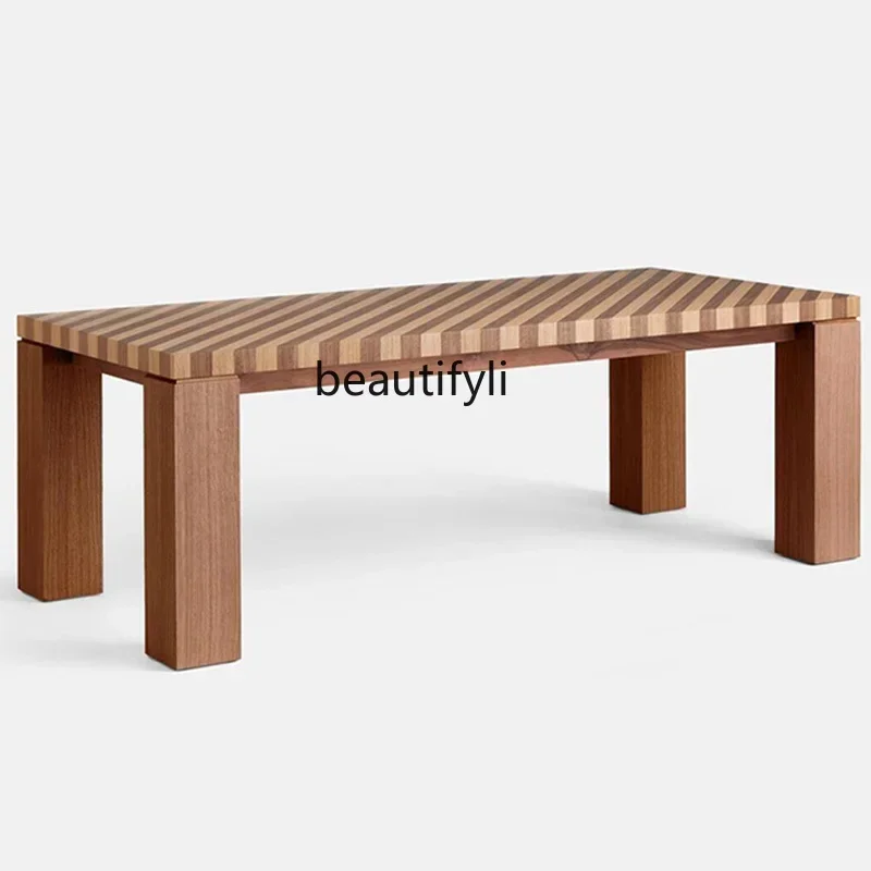 

YH Medieval style solid wood dining table designer artistic creativity rectangular ash wood retro simple home