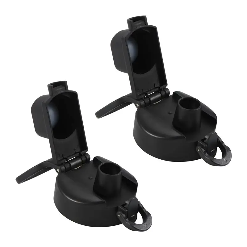 2 Piece Auto Spout Lid Wide Mouth Lid With Button Lock Black For Hydro Flask Wide Mouth 12, 16, 18, 20, 32, 40, 64Oz,-A68E