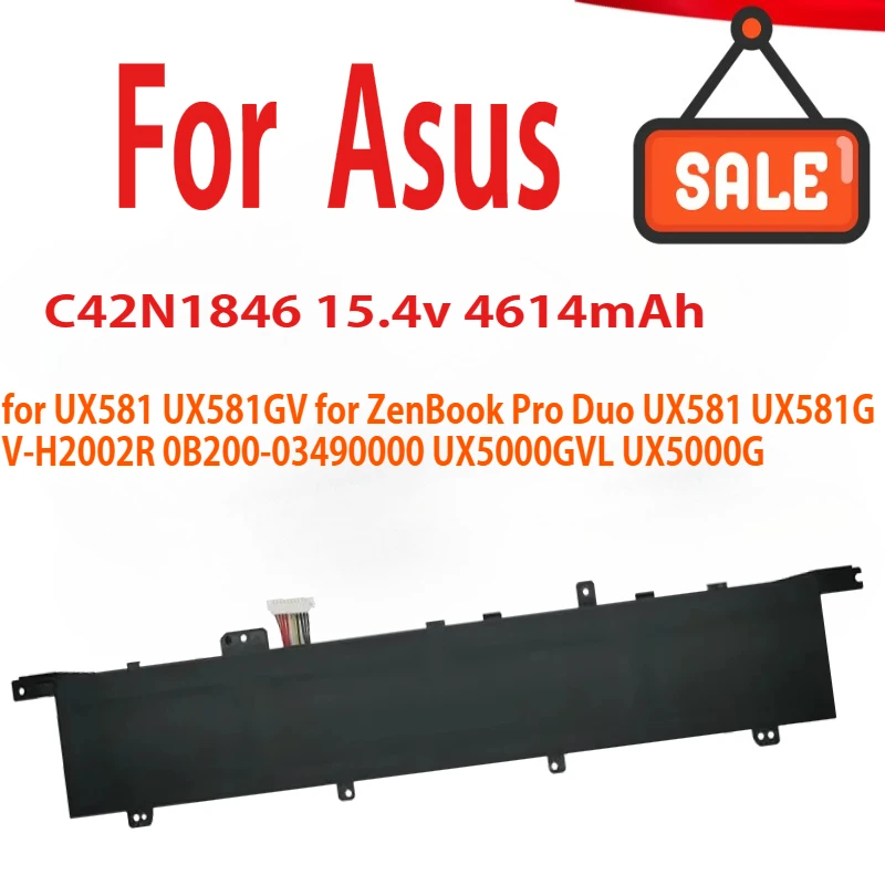 C42N1846 Laptop Battery for  Asus UX581 UX581GV for ZenBook Pro Duo UX581 UX581GV-H2002R 0B200-03490000 UX5000GVL UX5000G 62Wh