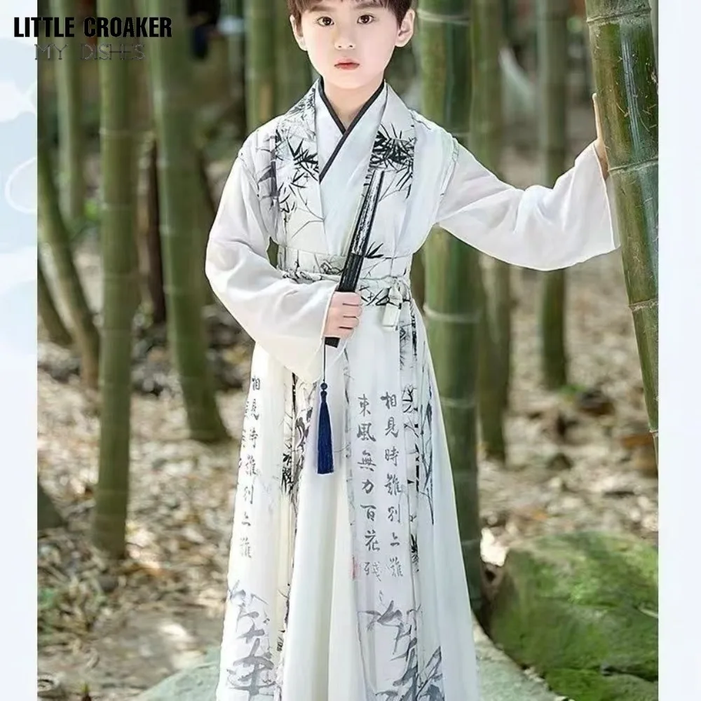 Chinese Hanfu Dress Kids Boys and Girls Tang Han Ancient Chinese Traditional Clothing Child Halloween Cosplay Costume Outfits