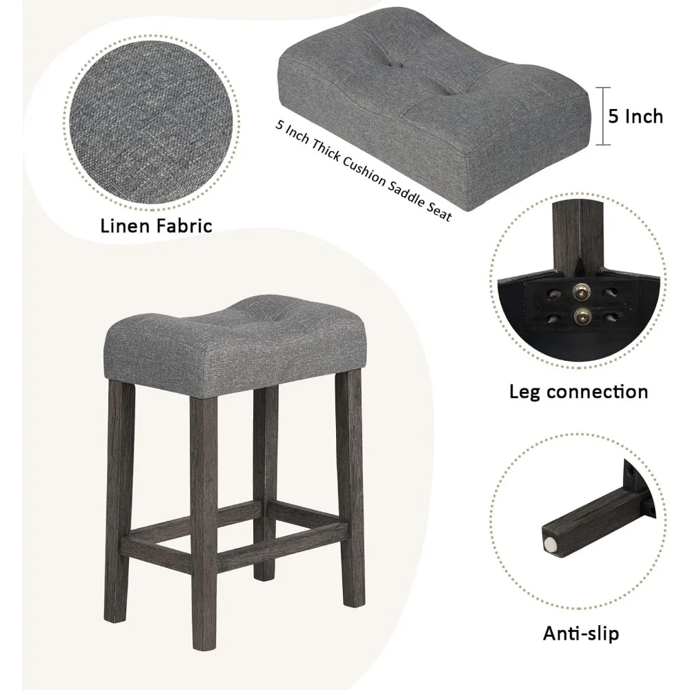 Industrial Bar Table Set with Power Outlet Breakfast Table Behind Couch Table withPadded Stools for Kitchen Living Room Dining