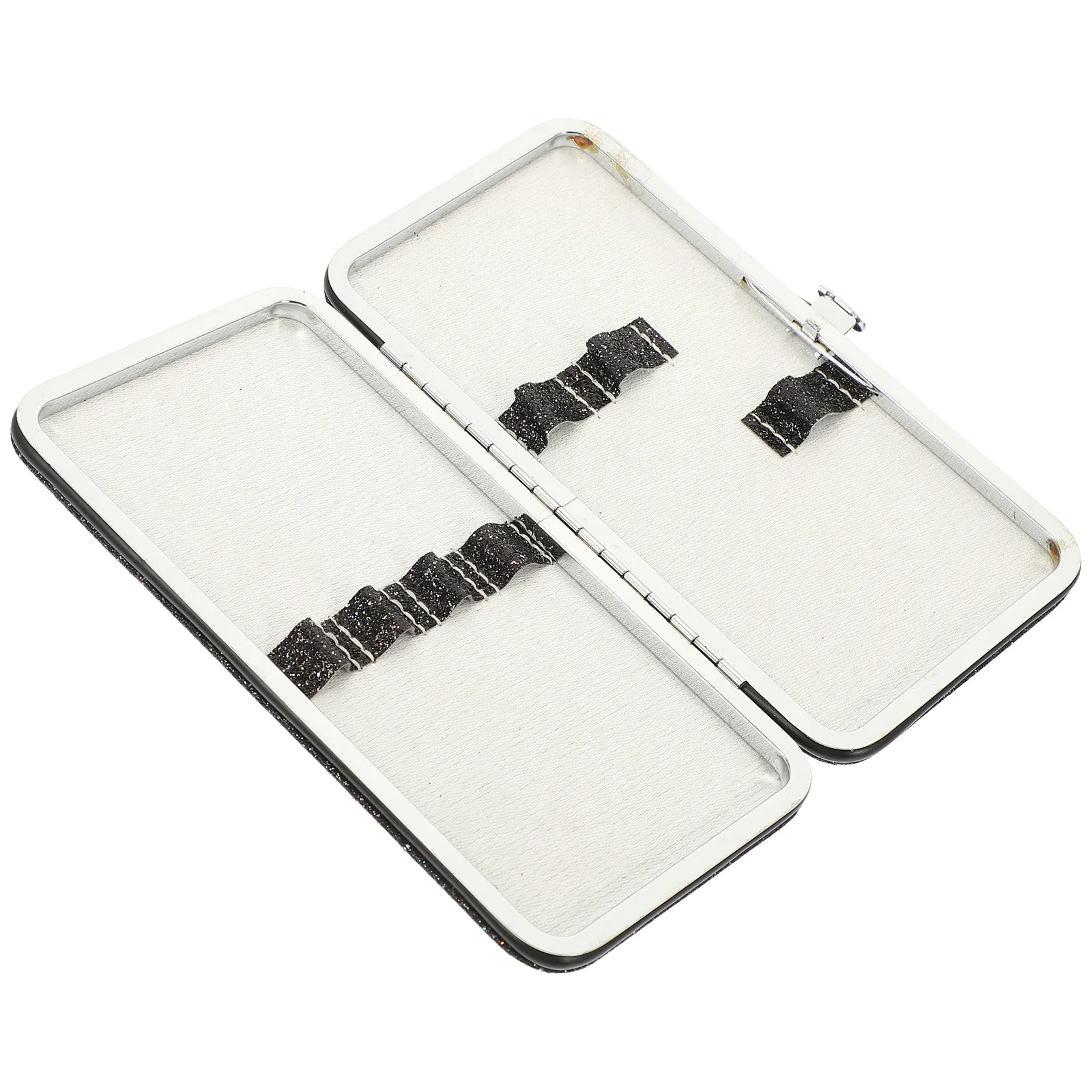 

Eyelash Tweezers Holder Portable Black Storage Box For Makeup Tools Thin Design Magnetic Button Premium Material Practical Use